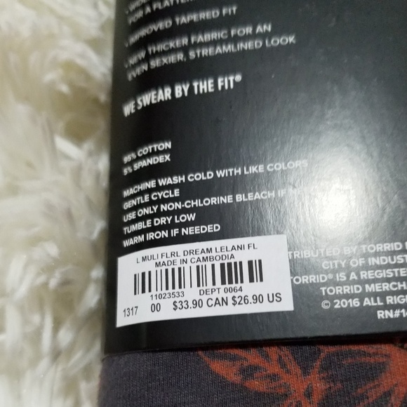 NWT Torrid Black and Rust Colored Flower Leggings - Picture 4 of 4